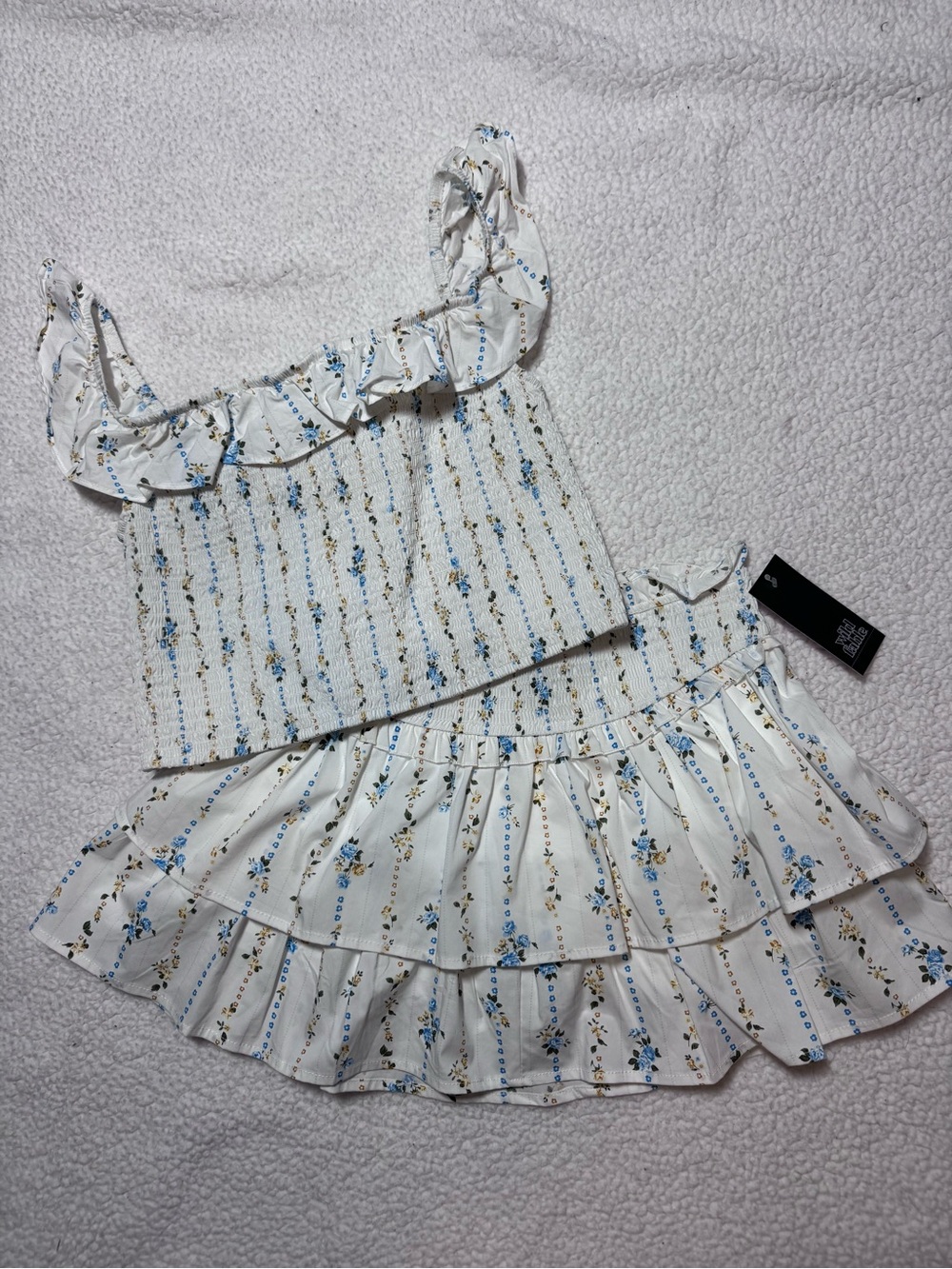 Wild Fable Floral Ruffle Crop Top & Mini Skirt Set S/M